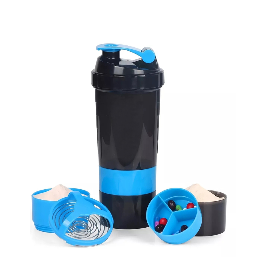Vaso Gym para batidos proteína "SHAKE", con 4 compartimentos.