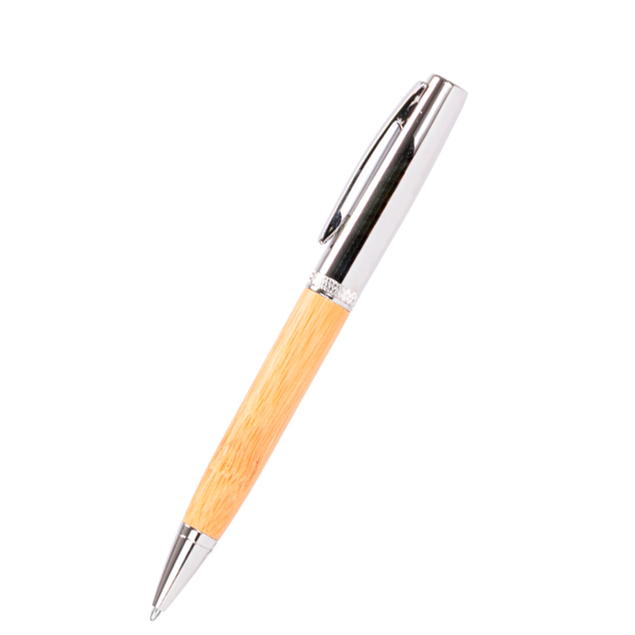 Bolígrafo metálico "AIRLIE" con grip de bamboo y estuche.