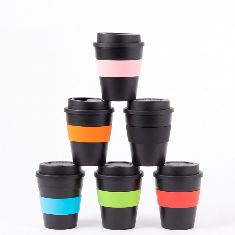 Mug Express Cup "BLACK" 356cc con banda silicona