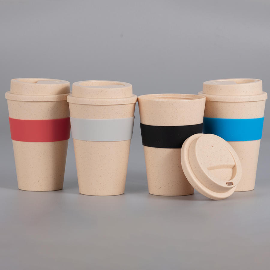 Mug Eco Cup "WHEAT STRAW" 355cc con banda silicona