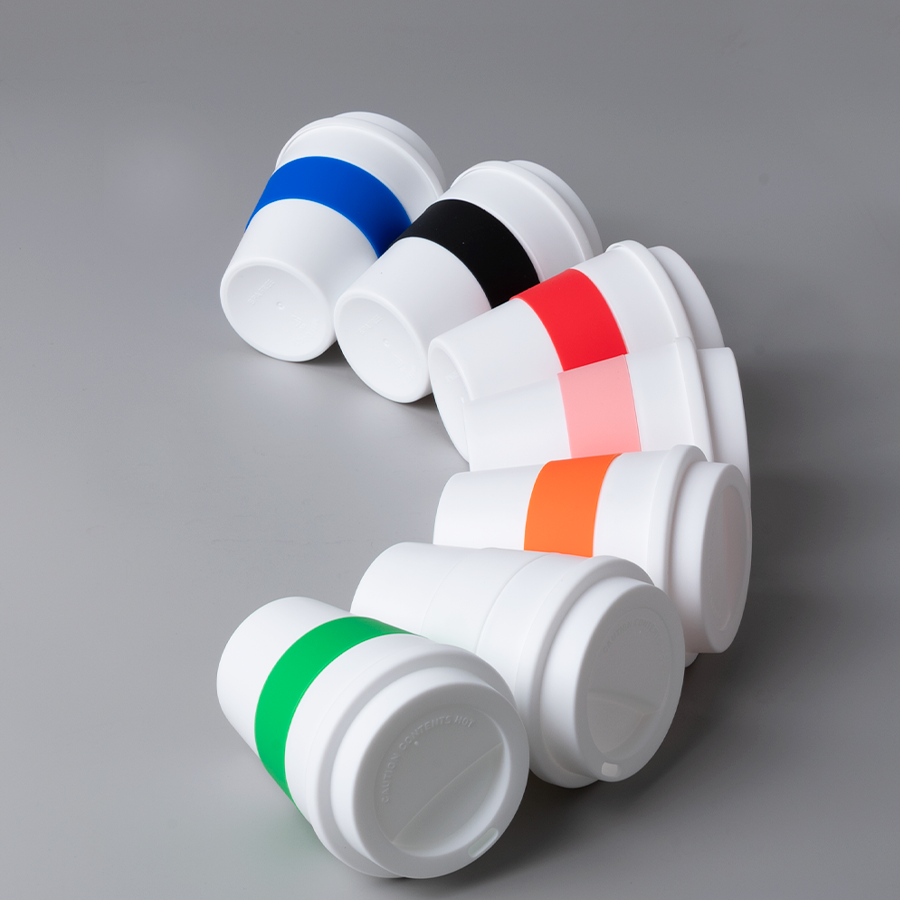 Mug Express Cup "WHITE" 356cc con banda silicona