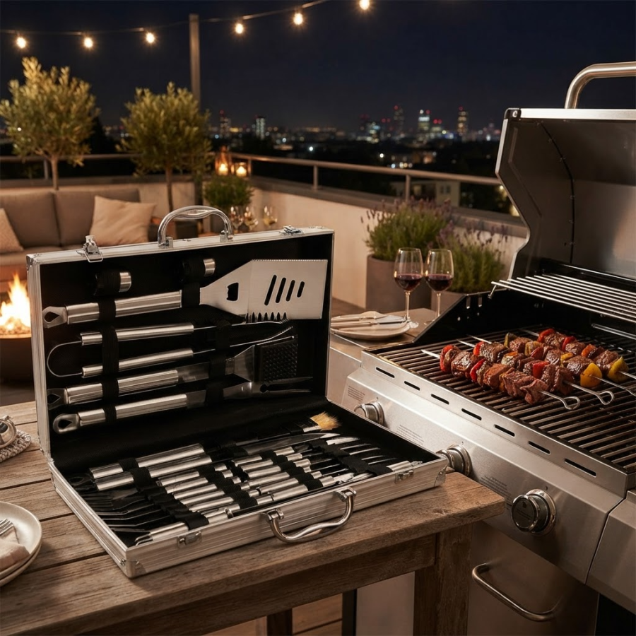 Deluxe BBQ Set Metálico de 24 piezas